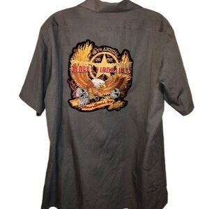 Biker st vibration button up gray biker collar shirt patch eagle 2012 18th READ